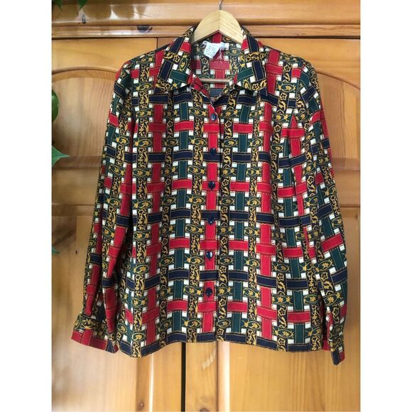 Talbots 100% Silk Vintage Retro Top Blouse Women SZ10 - Picture 2 of 9